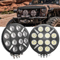 120Watts 9 Inch Round LED Spot Lights - Super Bright - 12v/24v - Off Road Driving Lights With White/Amber DRL