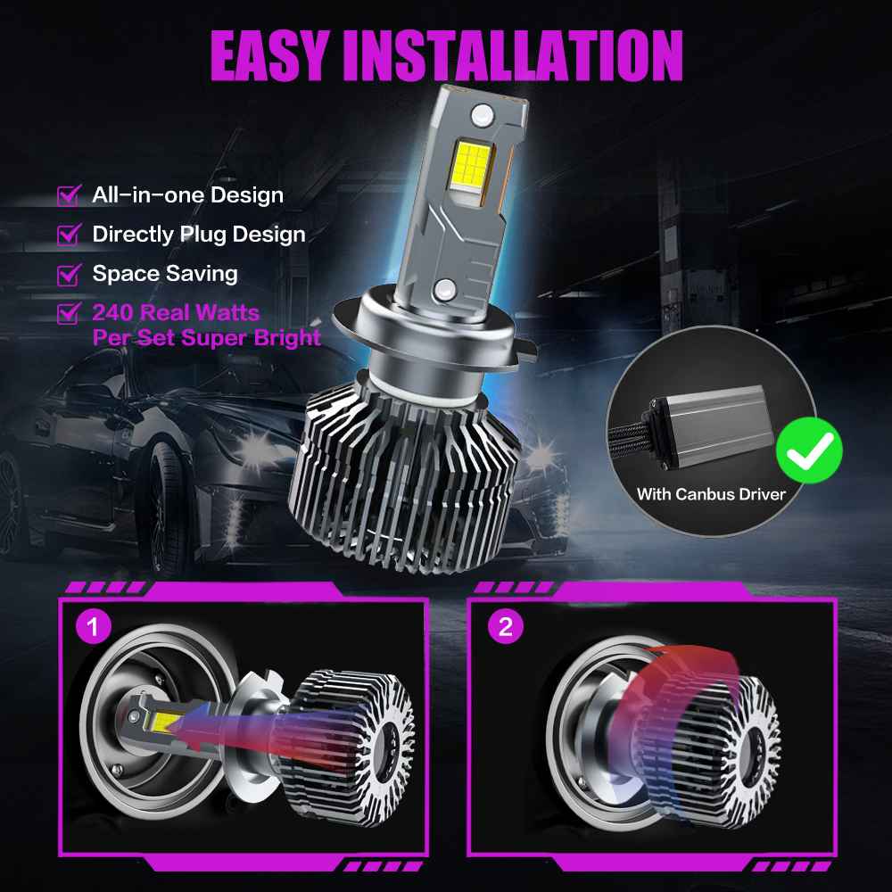 H4 - Auto Glow Platinum Series LED Headlights High/Low Beam - 260Watts 65000 Lumens One Year warranty