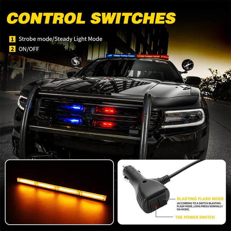 Police Style Flashing Light - 30cm (Red+Blue) - Super Bright with Multi Function