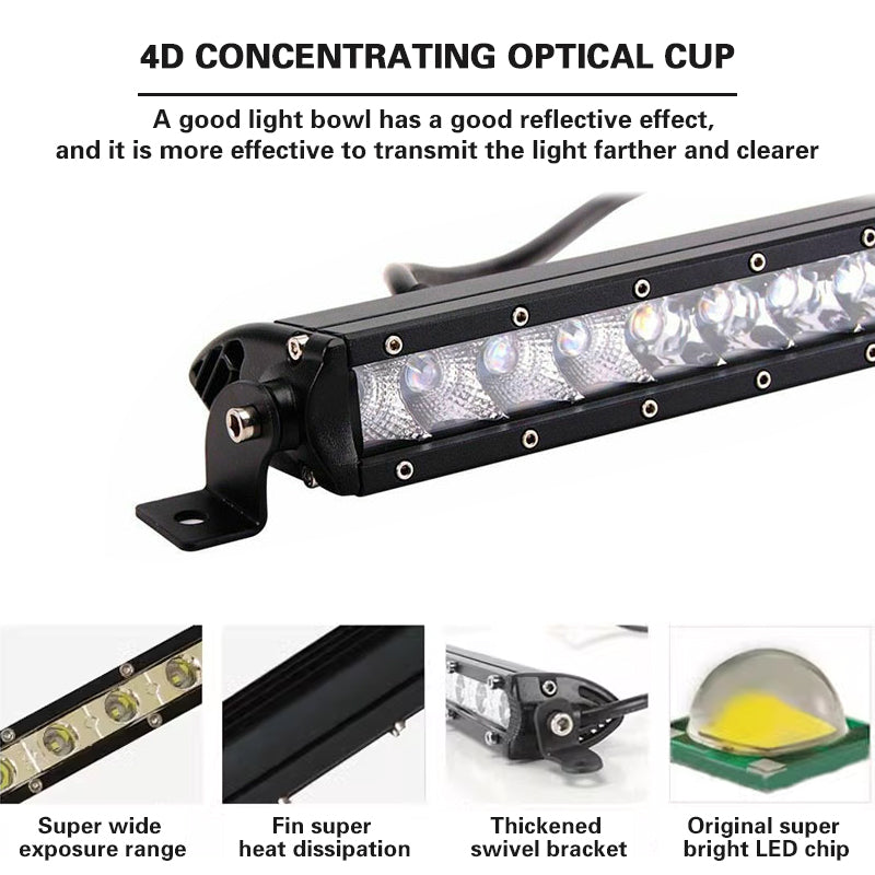 32inch - White Color Off Road 4x4 - 150w Super Slim Single Row Led Light Bar - 6500K Color Temperature