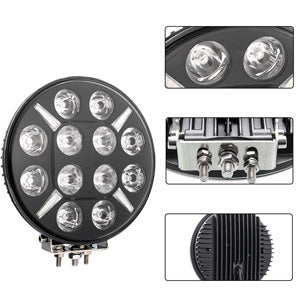 120Watts 9 Inch Round LED Spot Lights - Super Bright - 12v/24v - Off Road Driving Lights With White/Amber DRL