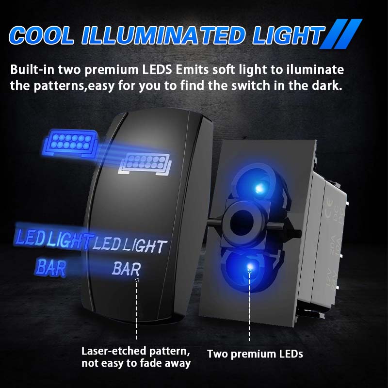 2 Leads Harness For Lights With On/Off Switch 300Watts 16AWG wires - 12Volts/24Volts - Relay/Fuse Included