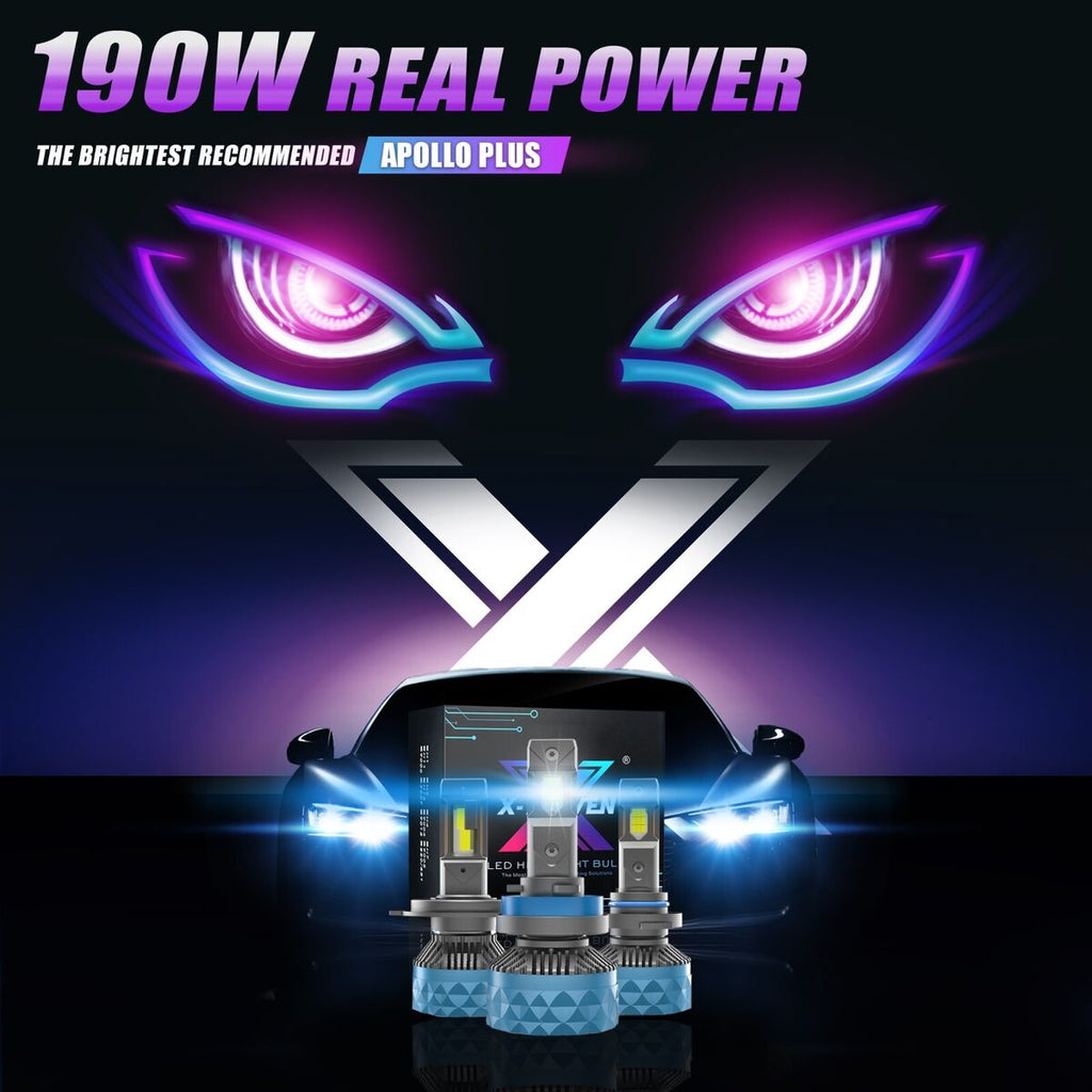HB3/4(9005/6) - X-7Seven Apollo Plus LED Headlights For High Beam - 190Watts 38000Lumens
