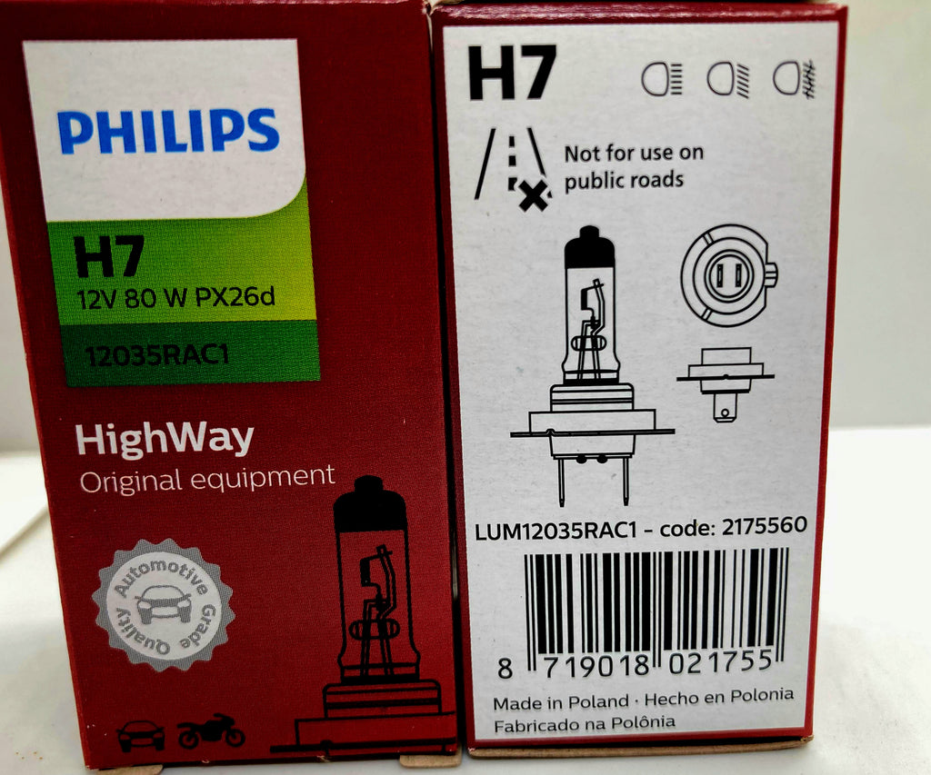 H7 - Philips Rally Vison 80Watts - Poland Made - 1 Pair