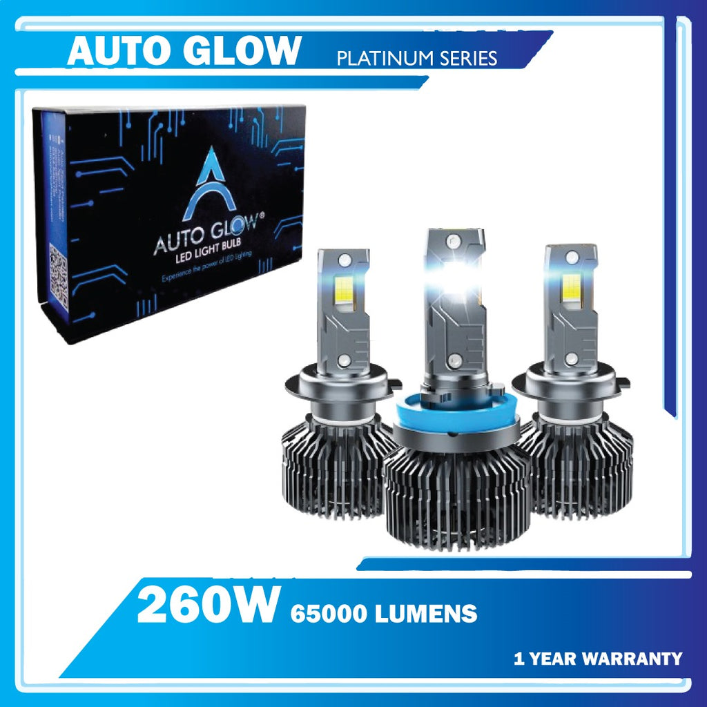 H4 - Auto Glow Platinum Series LED Headlights High/Low Beam - 260Watts 65000 Lumens One Year warranty