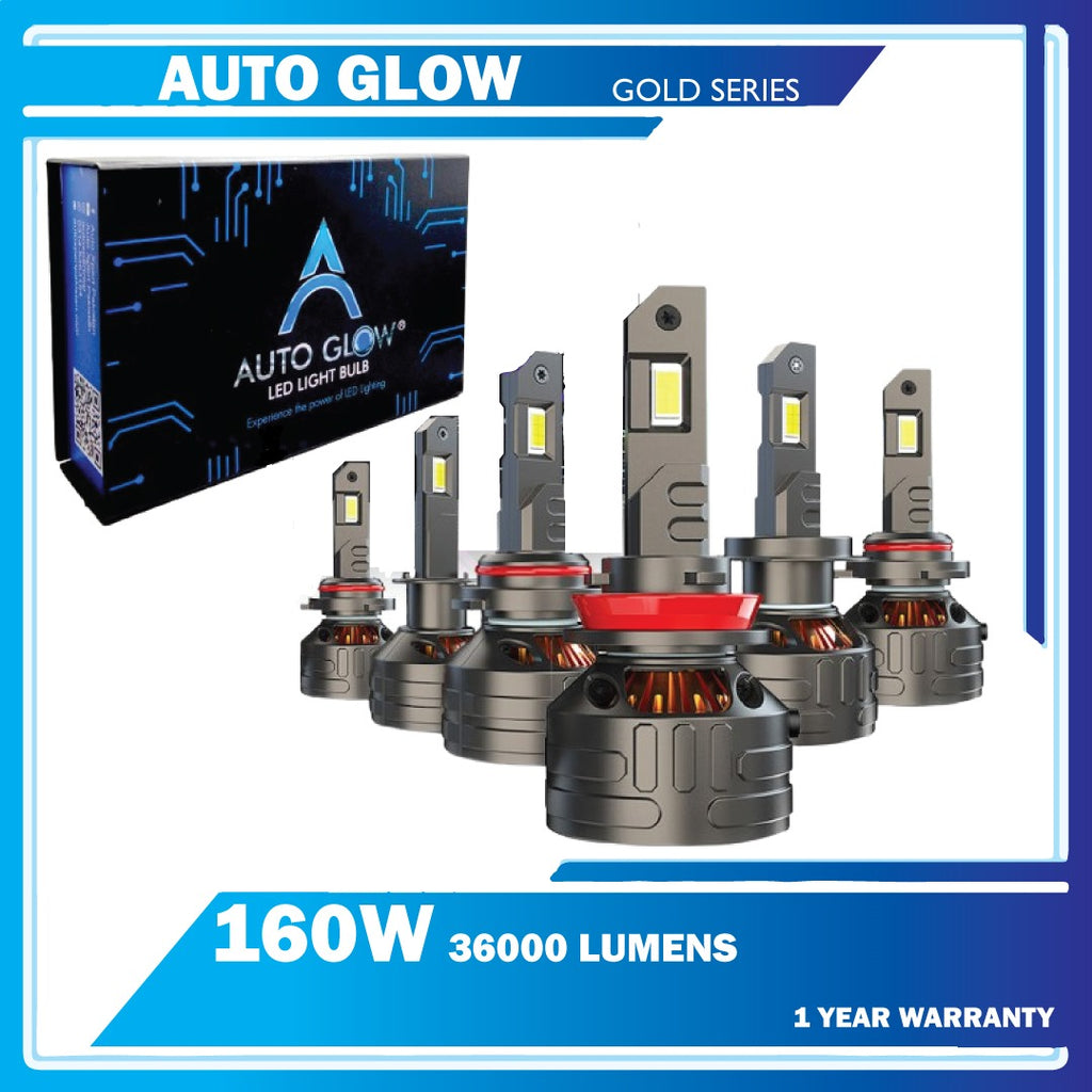 HB3/HB4(9005/9006) - Auto Glow Gold Series LED Healight - 160watts 36000 Lumens - 1 year warranty