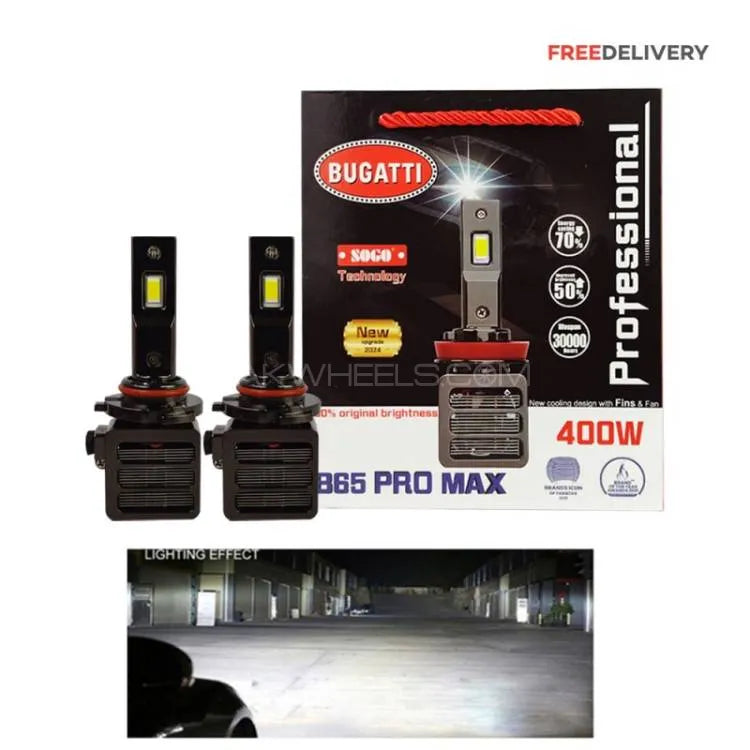 H11 - Bugatti B65 Pro Max LED Headlights 400Watts 40000Lumens - 6500k White - Most Powerful LED