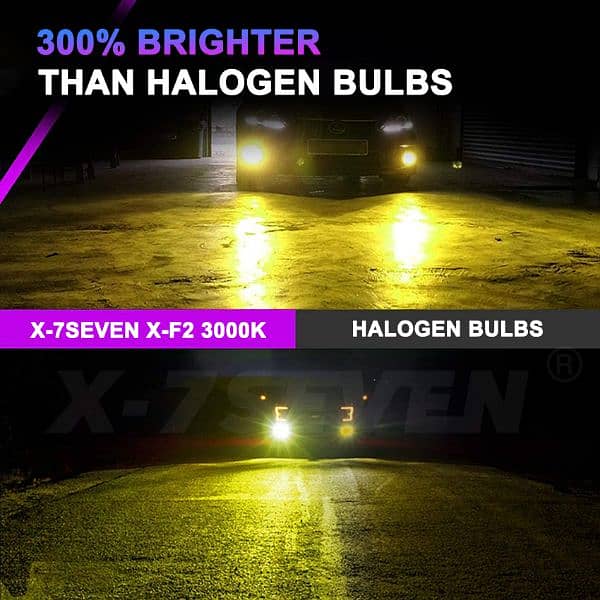 Hb3/Hb4(9005/9006) - X-7seven F2 Yellow Fog/Low Beam Headlights - 75 Watts - 7500 Lumens - USA - One Year Warranty