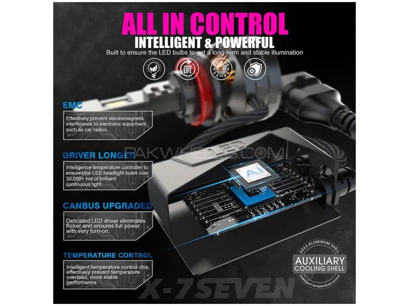 H1 - X-7Seven Kronos Series LED Headlights - High/low Beam - 6500k Colour - USA - One Year Warranty