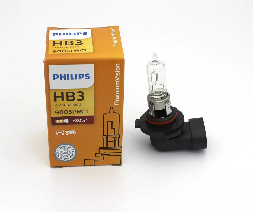 Hb3(9005) - Philips Vision +30% Headlight Bulbs - For High Beam - 1 Pair