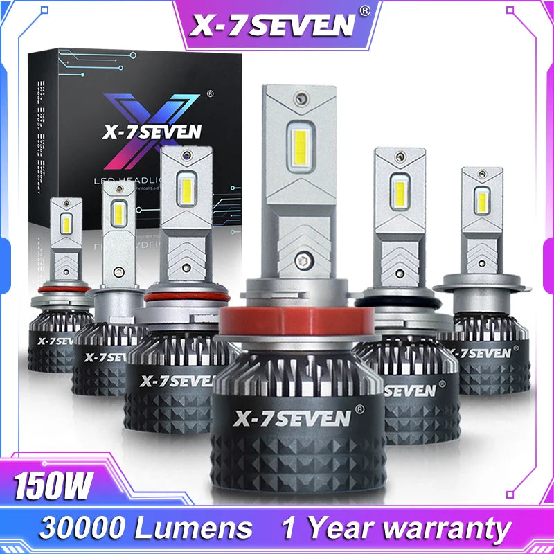 H4 - X-7Seven Zeus LED Headlights Dual Points - 6500k White - 150watts 30000Lumens - USA - With One Year Warranty