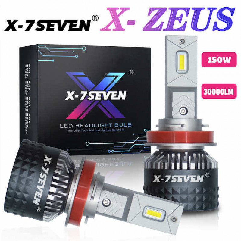 H4 - X-7Seven Zeus LED Headlights Dual Points - 6500k White - 150watts 30000Lumens - USA - With One Year Warranty